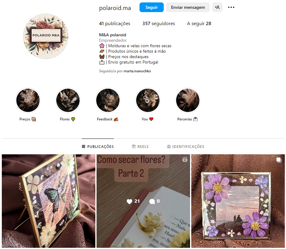 Photo of the Instagram page